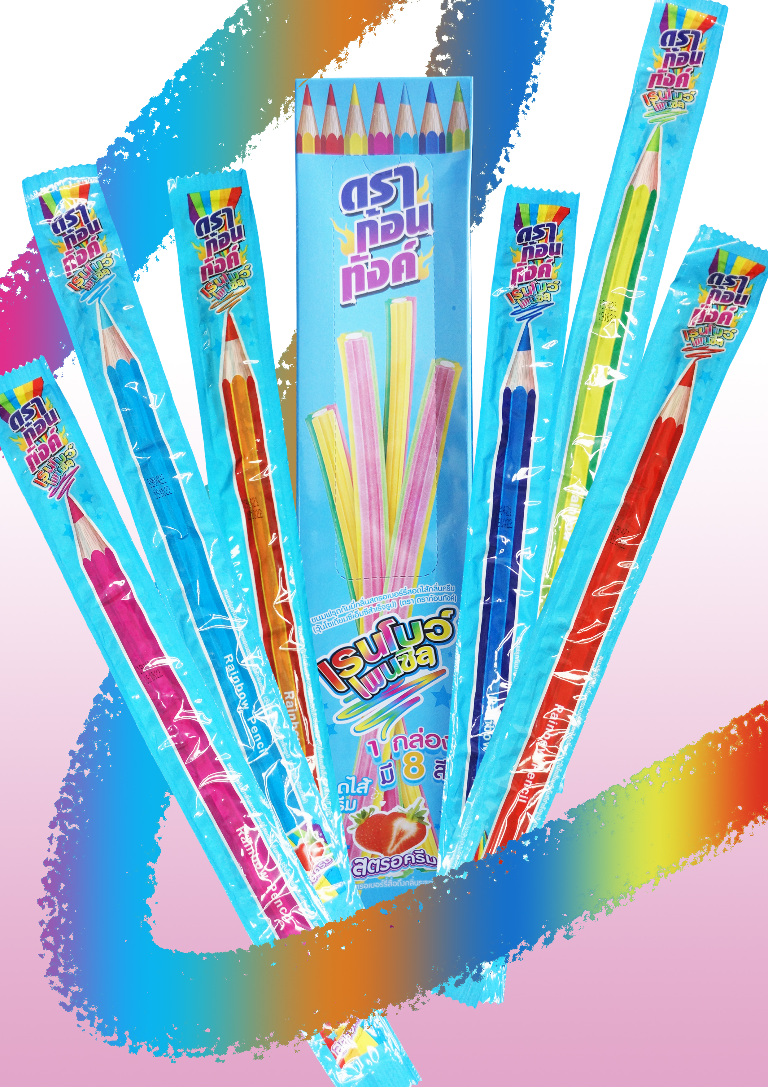 KẸO BÚT CHì THÁI LAN VỊ DÂU 25G X 12 CÂY